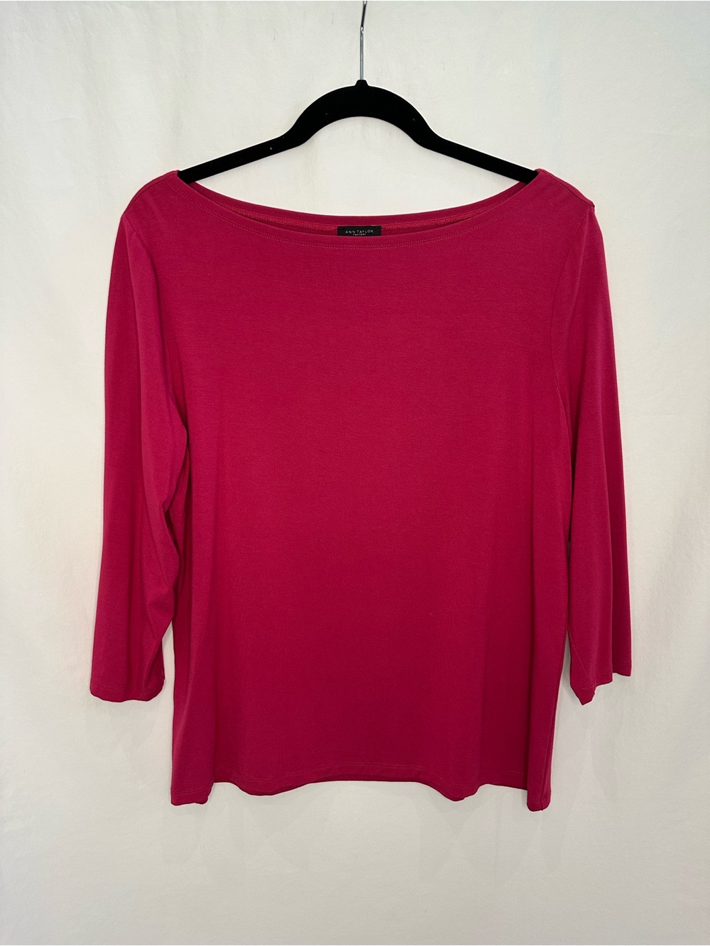 Ann Taylor Boatneck Long Sleeve Top - Raspberry Pink